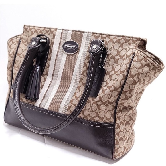Coach Candace Carryall Brown and Tan Signature Tote - Picture 1 of 11